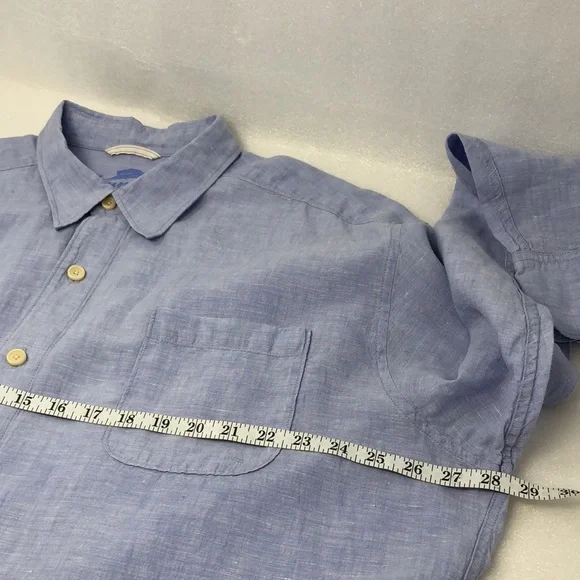 Tommy Bahama Shirt 100% Linen Blue Long Sleeve Button Down Relaxed Beach Coastal - Picture 8 of 12